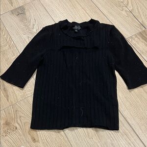 Topshop Black Ribbed Crop Top